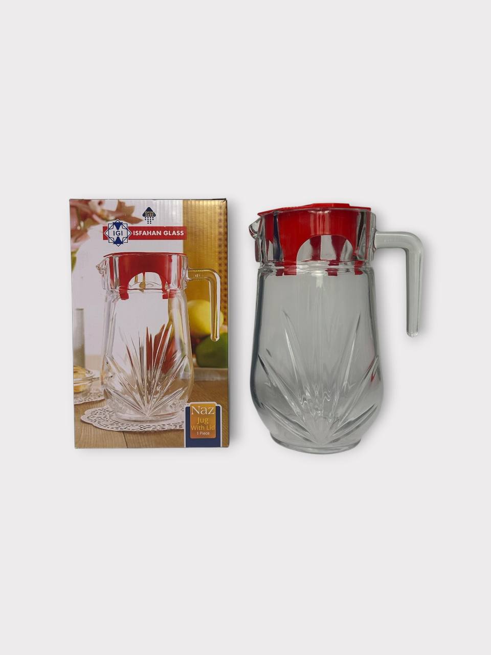 Isfahan Glass "Naziz" grafini, qopqoqli, 1.5 L (Eron)